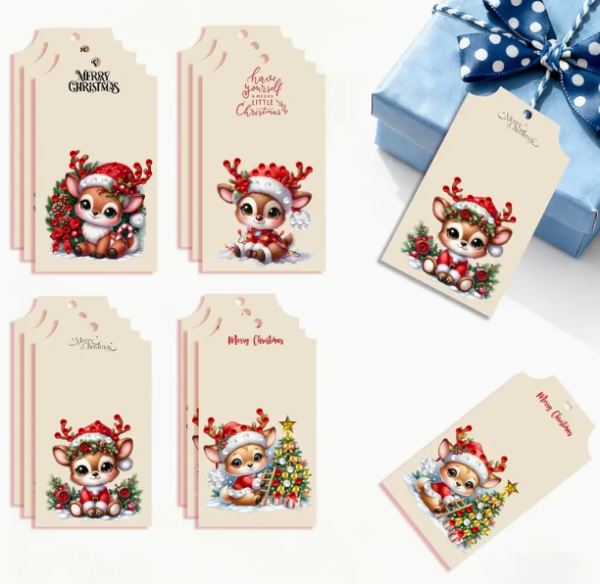 Diamond Painting 12er Set Weihnachts Rentiere Geschenkanhänger